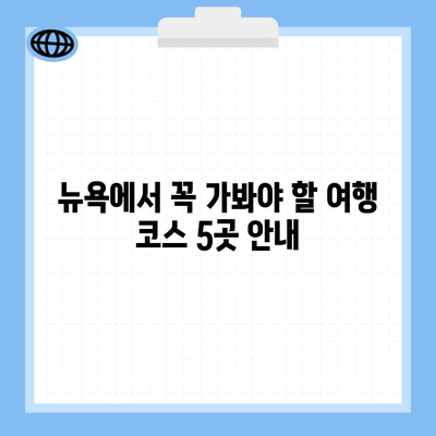 뉴욕에서 꼭 가봐야 할 여행 코스 5곳 안내