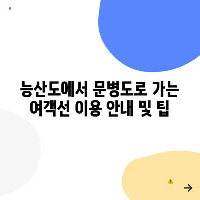 능산도에서 문병도로 가는 여객선 이용 안내 및 팁