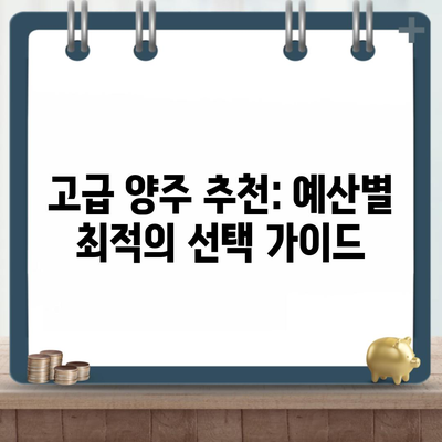 고급 양주 추천: 예산별 최적의 선택 가이드