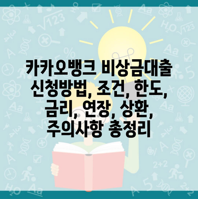 카카오뱅크 비상금대출 신청방법, 조건, 한도, 금리, 연장, 상환, 주의사항 총정리