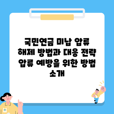 국민연금 미납 압류 해제 방법과 대응 전략 압류 예방을 위한 방법 소개