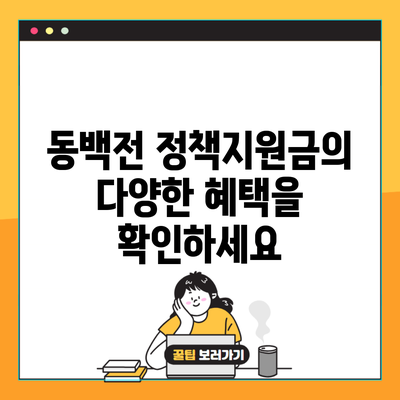 동백전 정책지원금의 다양한 혜택을 확인하세요