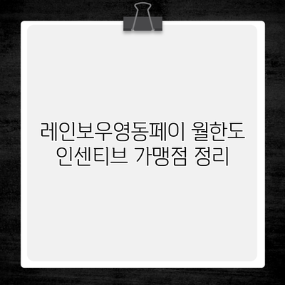 레인보우영동페이 월한도 인센티브 가맹점 정리