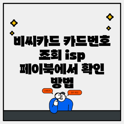 비씨카드 카드번호 조회 isp 페이북에서 확인 방법