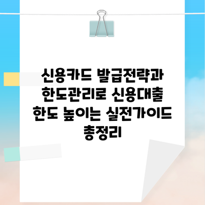 신용카드 발급전략과 한도관리로 신용대출 한도 높이는 실전가이드 총정리