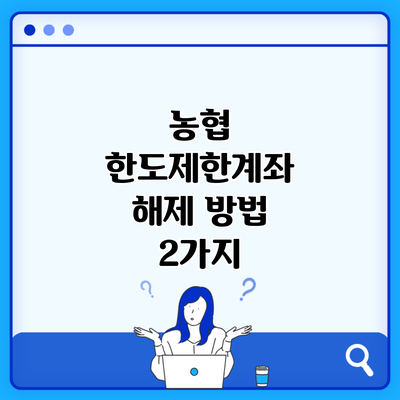 농협 한도제한계좌 해제 방법 2가지