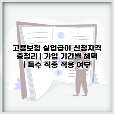 고용보험 실업급여 신청자격 총정리 | 가입 기간별 혜택 | 특수 직종 적용 여부