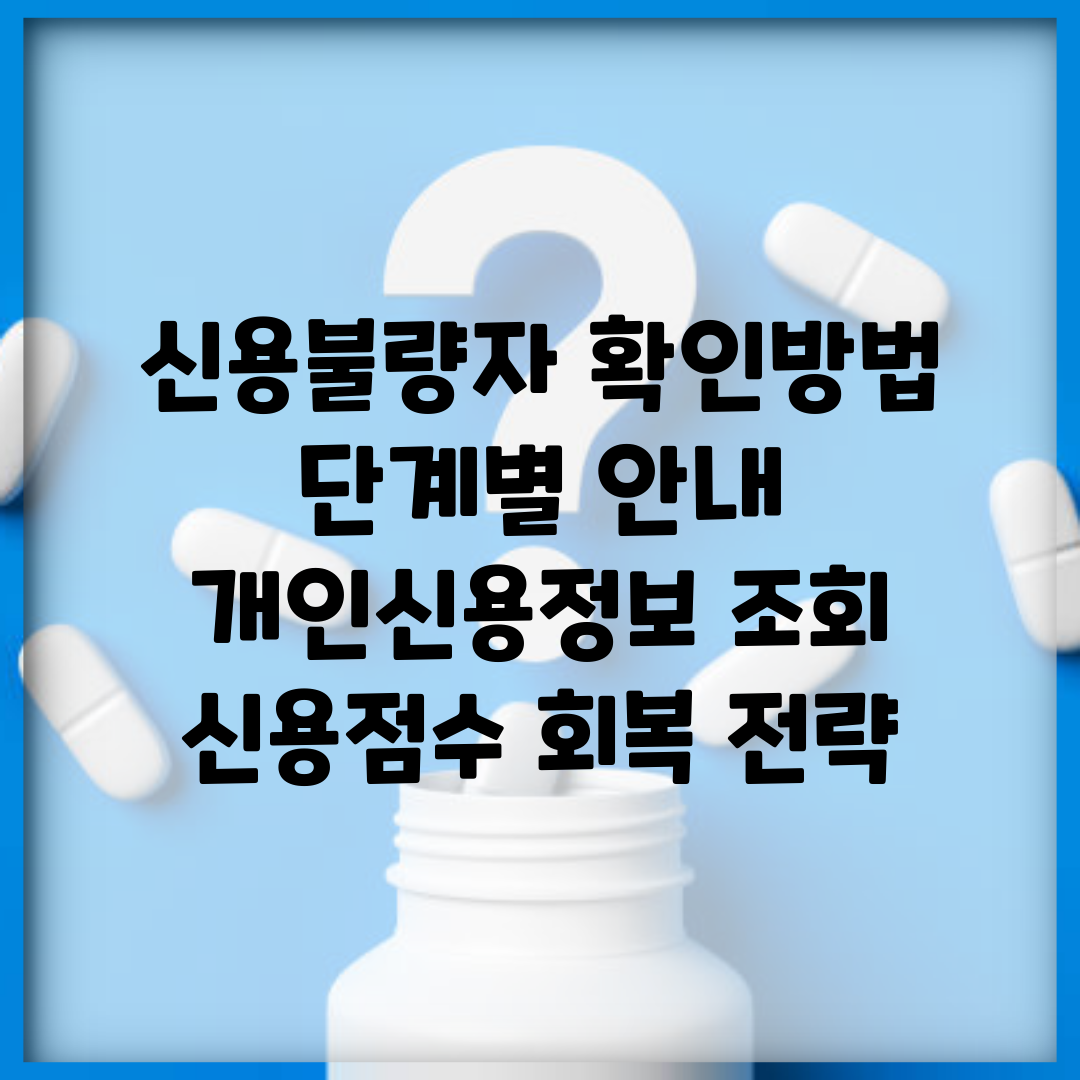 신용불량자 확인방법 단계별 안내 | 개인신용정보 조회 | 신용점수 회복 전략