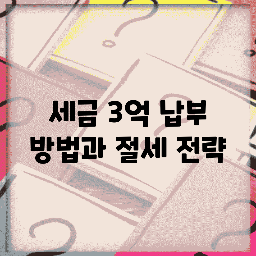세금 3억 납부 방법과 절세 전략