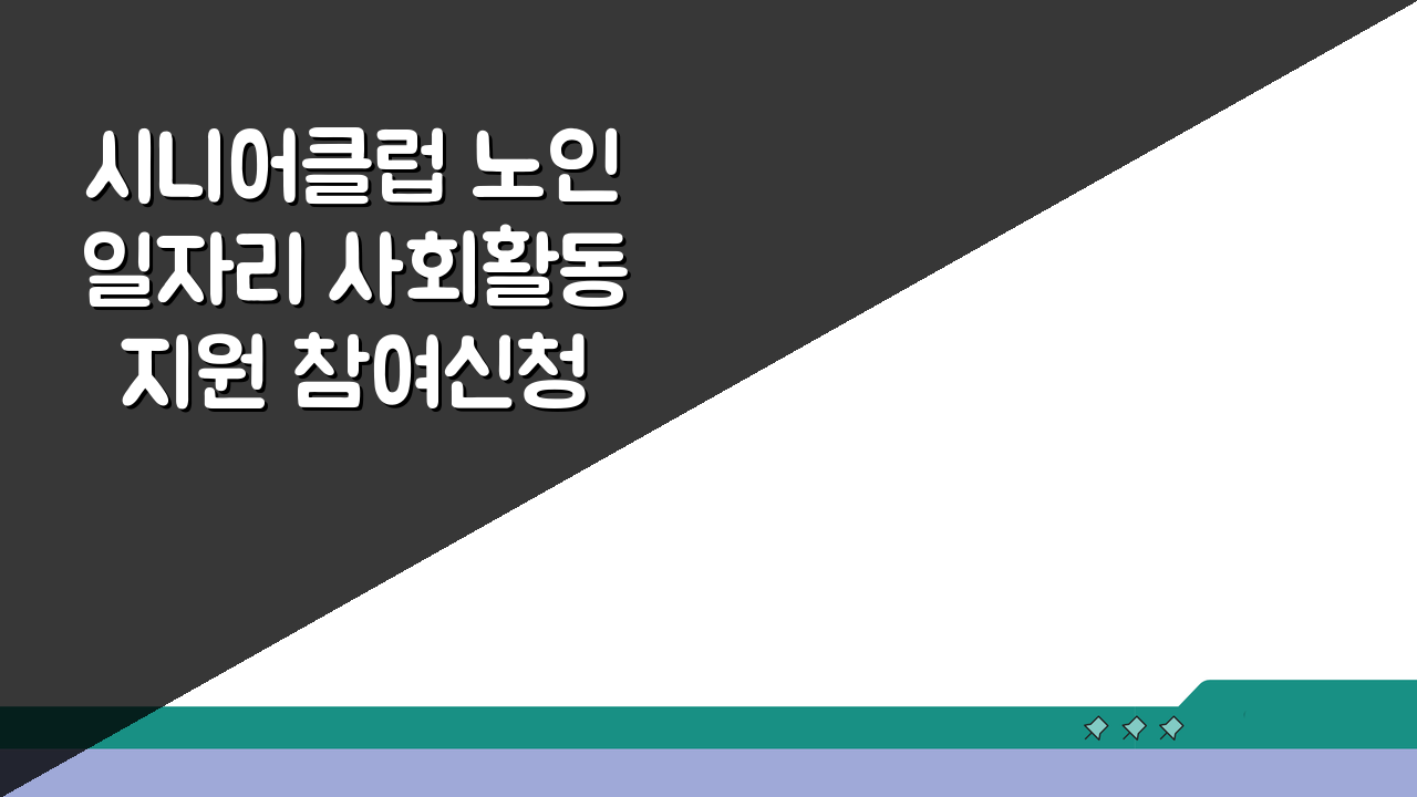 시니어클럽 노인일자리 사회활동지원 참여신청 방법 활동비 안내