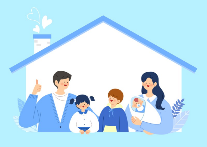 다자녀 가구가 함께 살 새 아파트를 살펴보는 모습