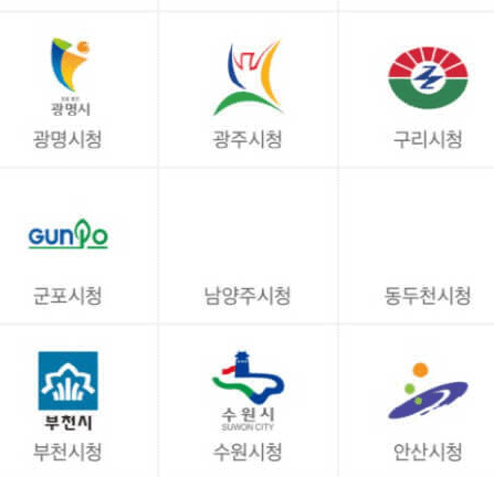 주요 생활지역으로 시군을 선택하는 화면